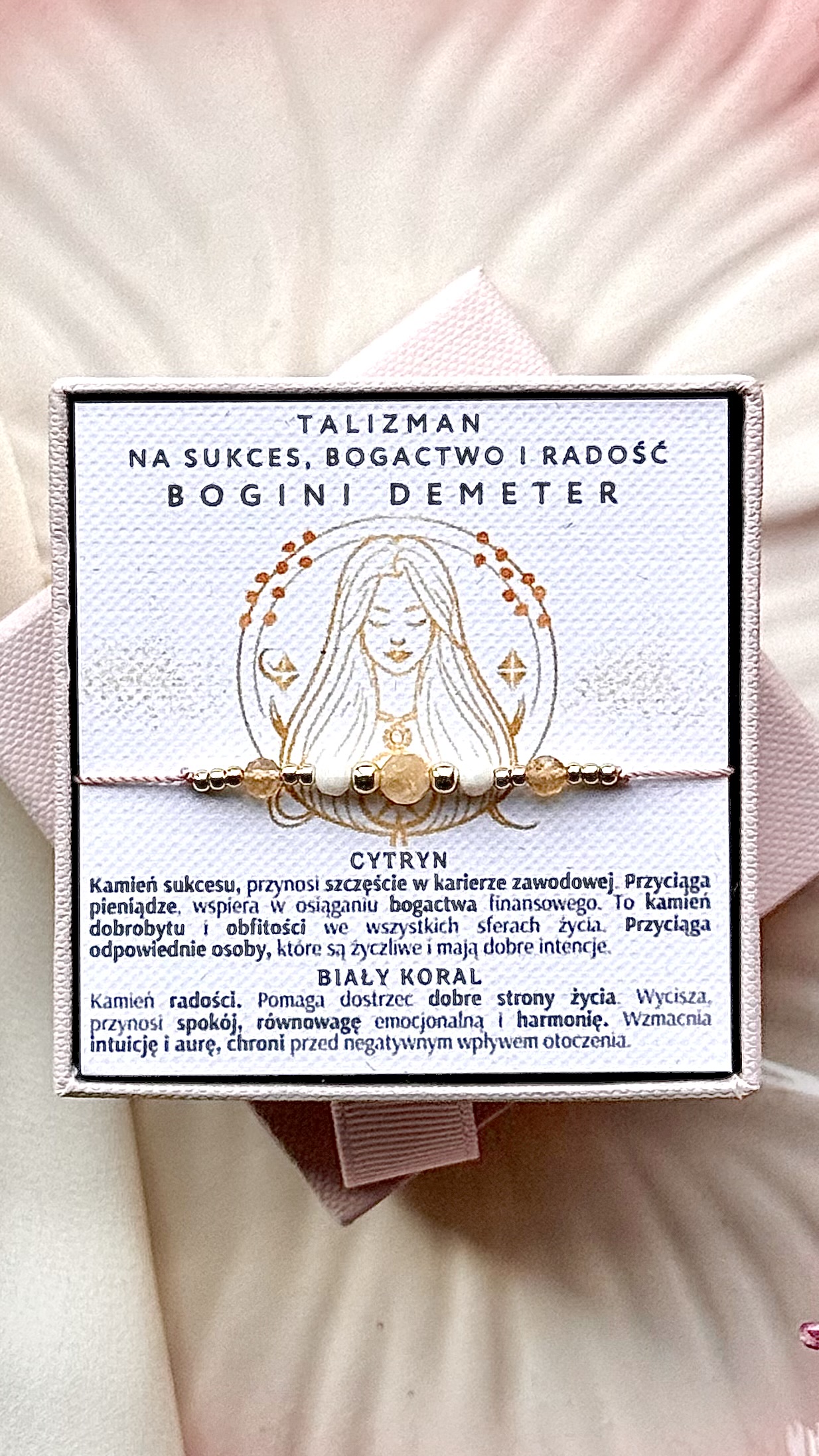 Bransoletka Talizman Bogini Demeter na sukces, bogactwo i radość z cytrynem 1
